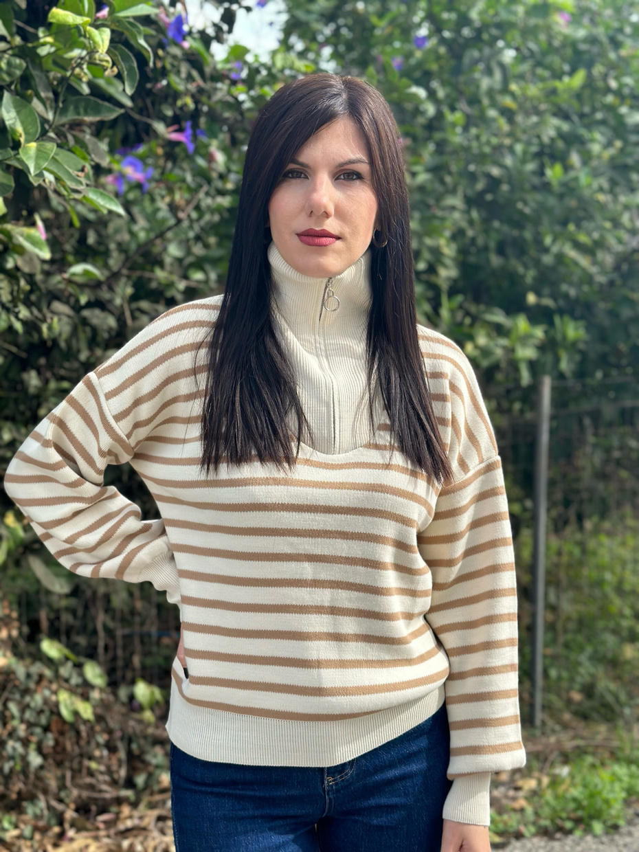 Γυναικείο πουλόβερ με φερμουάρ DINY